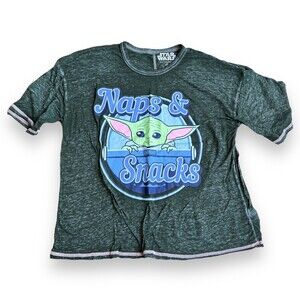 Star Wars Green Grogu "Naps & Snacks" Kids T-Shirt Sz. L